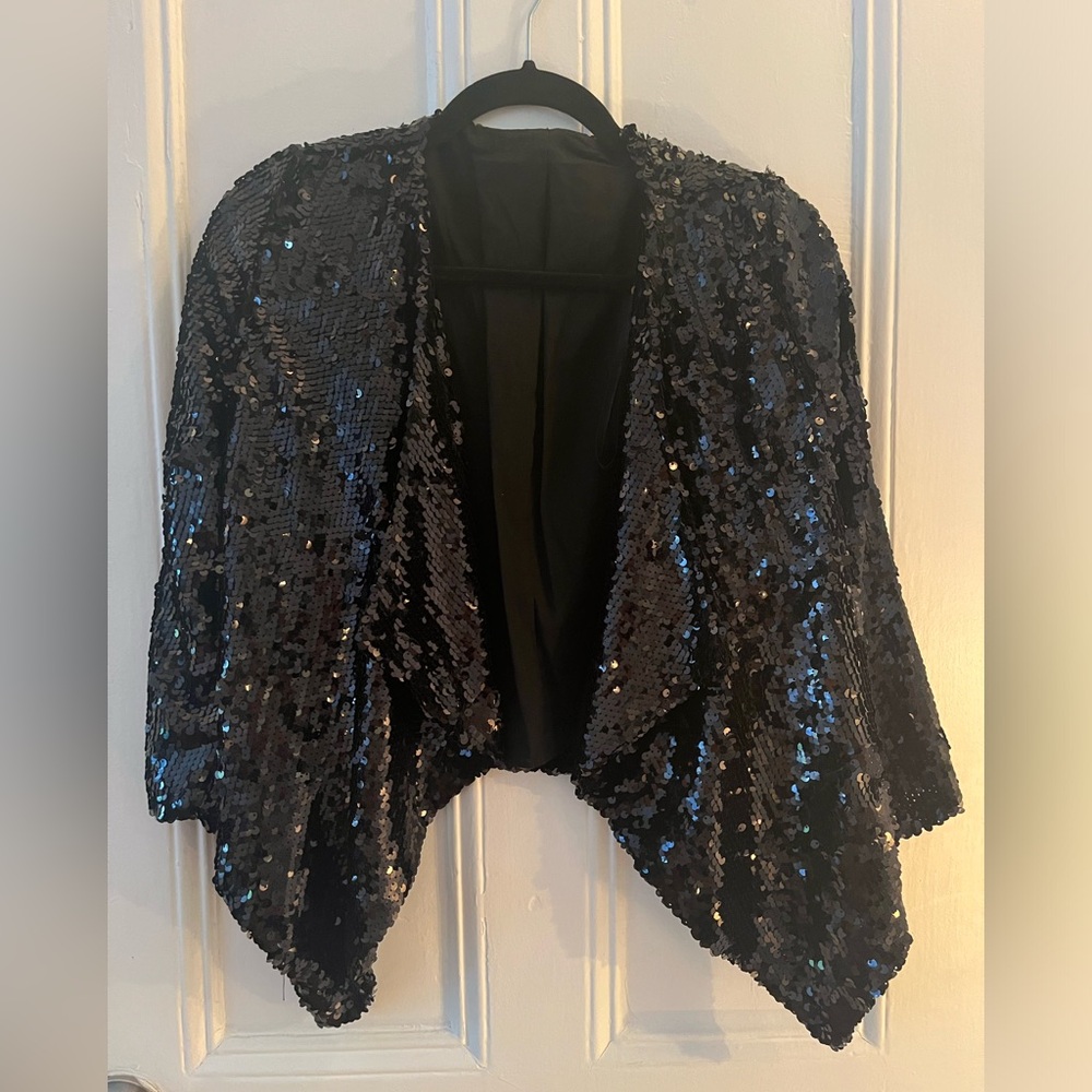 Vintage black sequin ring master blazer magician vaudeville circus goth cabaret